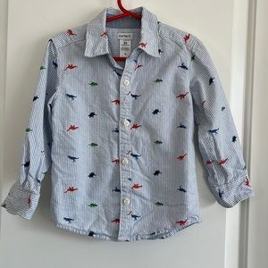 Carters dinosaur graphic button down shirt size 3t
